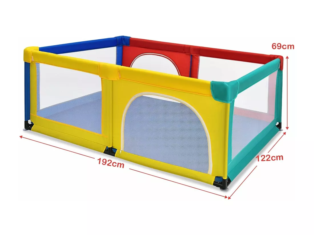 Parc Bébé Portable aevc 50 Boules Colorées 122 x 192 x 69 CM Barrière de Sécurité de Enfants, Pieds Antidérapantes