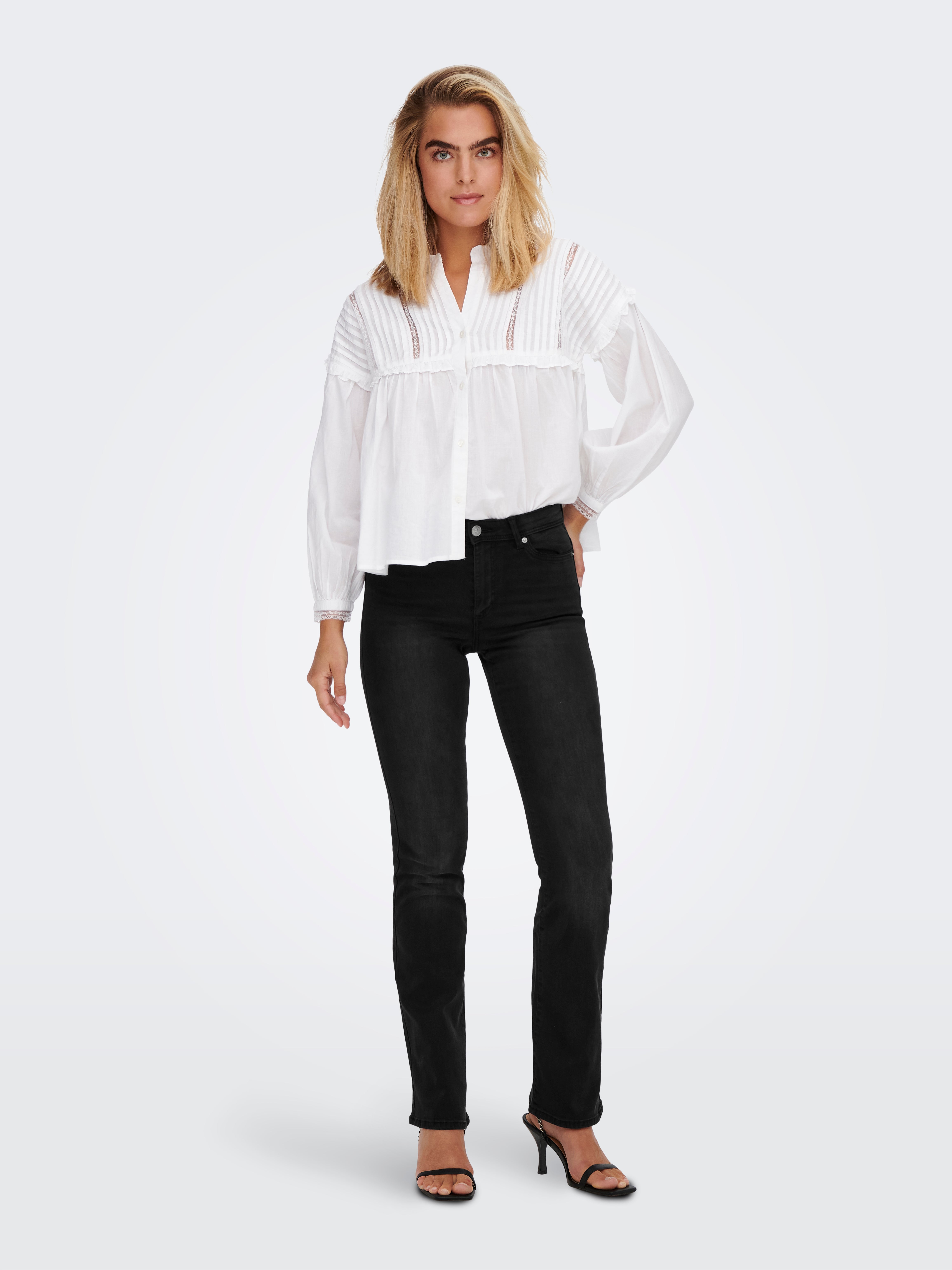 ONLWAUW Hohe Taille Ausgestellt Jeans Washed Black