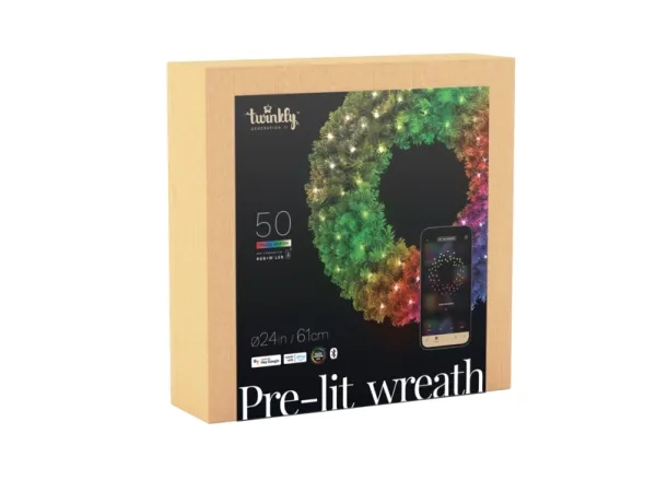 Pre-Lit Wreath 50 Rgb W Leds, 60 Cm Diameter