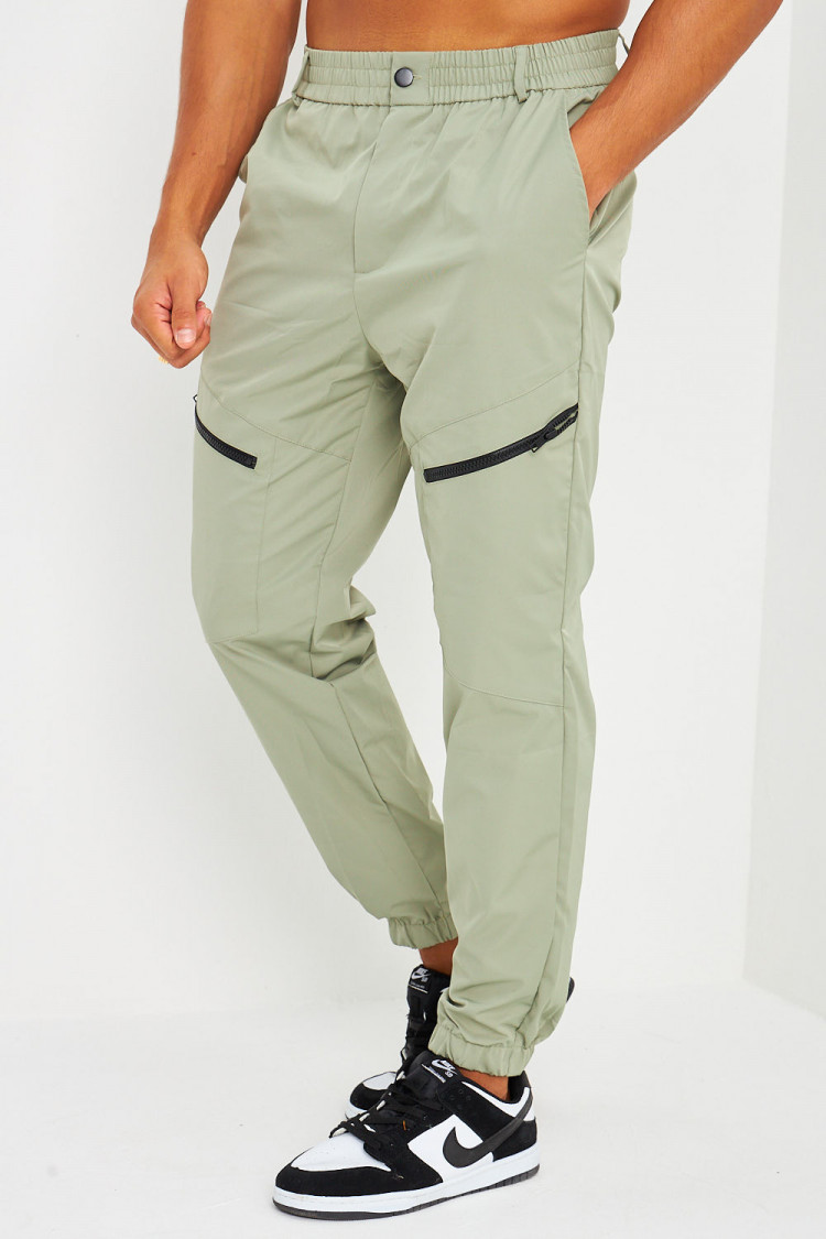 Pantalon de jogging kaki zippé