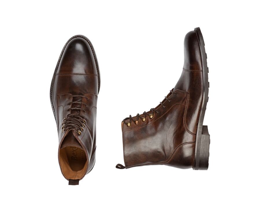 Derby boots homme à lacets Chocolat patiné - ENFIELD II GOMME CITY