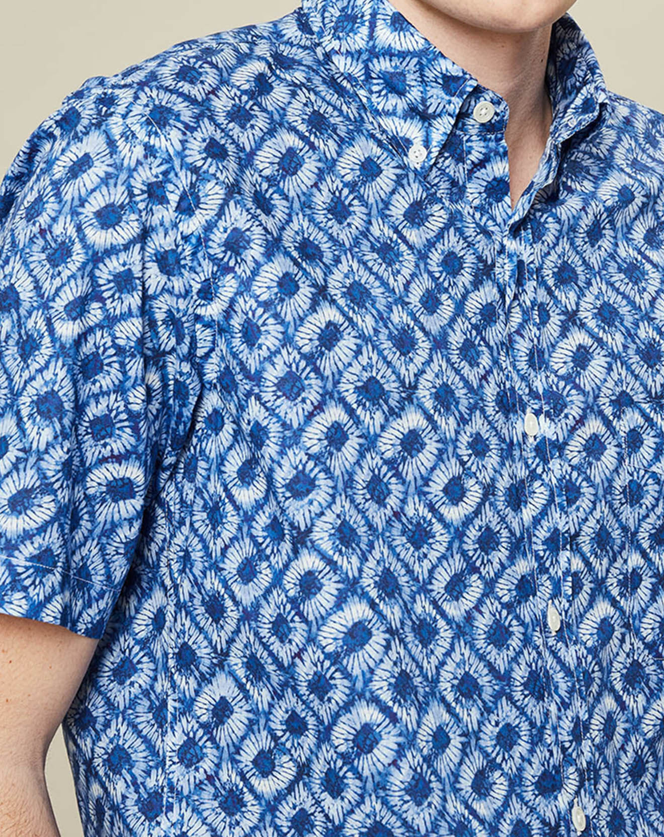 Hartford Chemise slim Side tie and dye 70's bleue