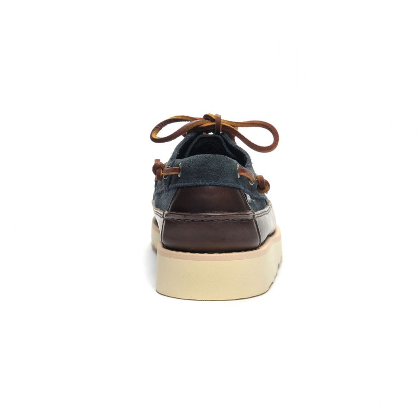 KEUKA LEA CANOE MOC BLUE NAVY DARK BROWN-Mocassin en daim graissé pour homme