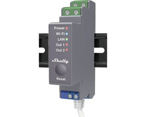 Shelly Pro 2 - Relais max. 25A 2 fasen 2 kanalen DIN WLAN LAN Bluetooth