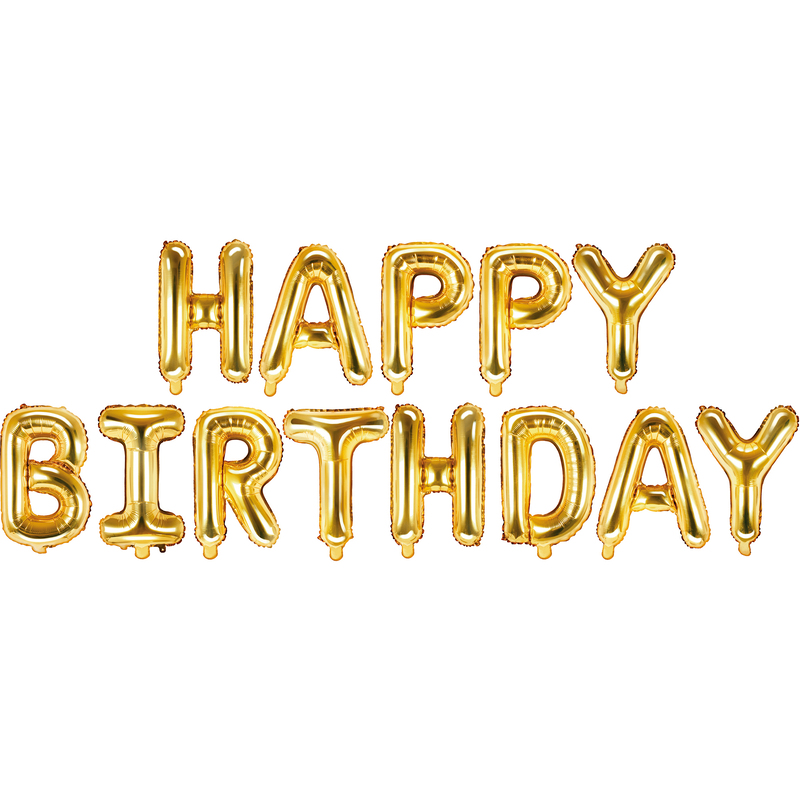 Partydeco Folienballons Happy Birthday metallic, gold