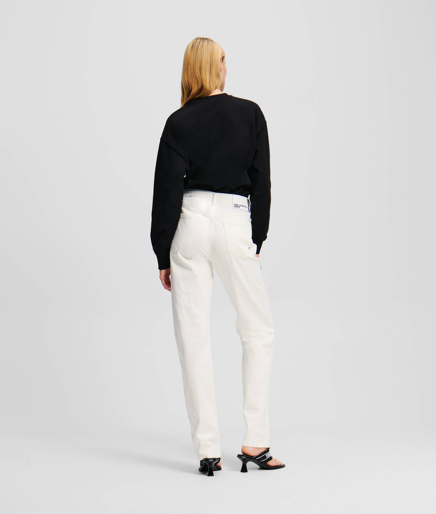 JEAN DROIT À TAILLE HAUTE - Denim Blanc