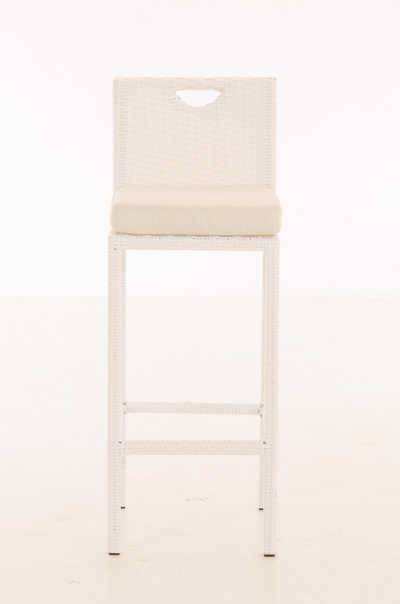 CLP Outdoor-Barhocker Mari Mit Sitzkissen I Polyrattan Tresenstuhl Mit Fußstütze I Thekenhocker Mit 75 Cm Sitzhöhe