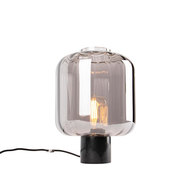 Design tafellamp zwart met smoke glas - Qara