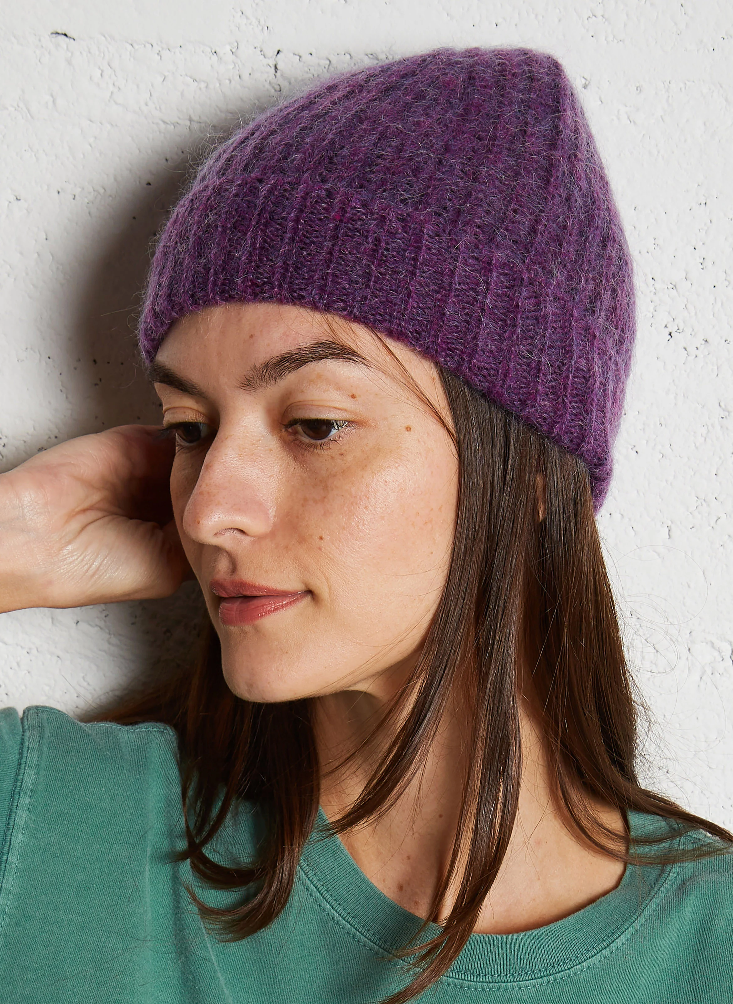 ABI - Bonnet à revers en laine mélangée | Violet