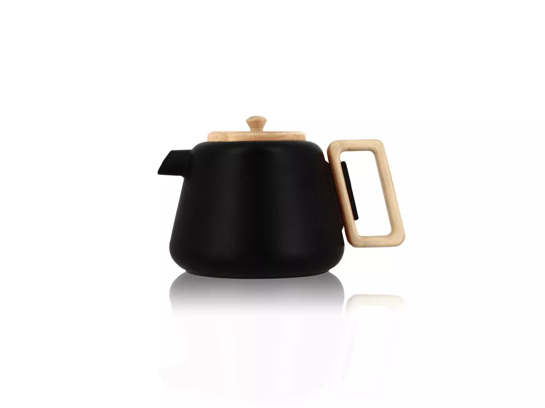 Ogo Living - Theiere Viggo 1000ml En Fonte Noir Avec Poignee Couvercle Bois