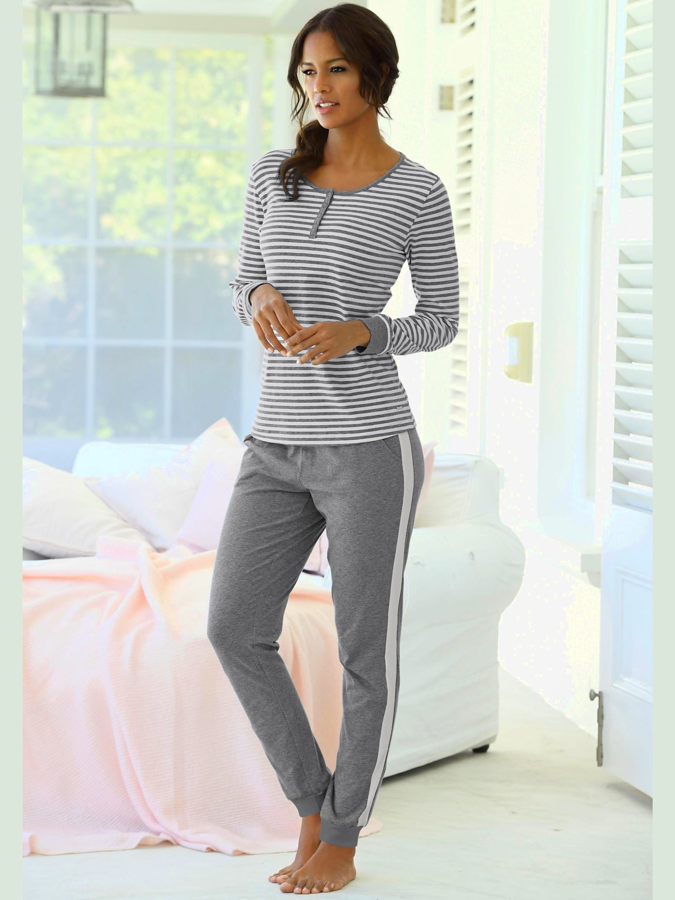 Pyjama imprimé, manches et jambes longues