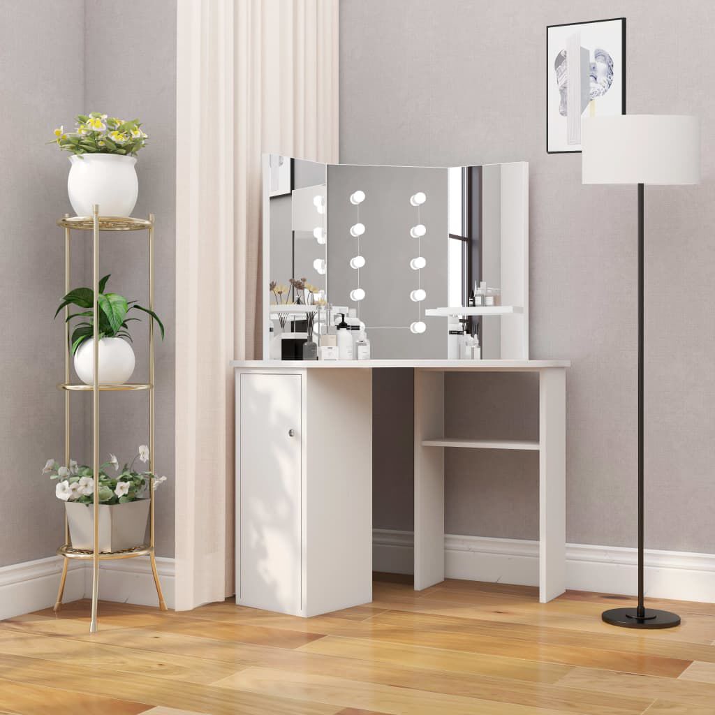 vidaXL Hoekkaptafel met LED-verlichting, Wit