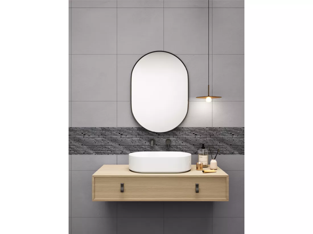 Mosaïque sol et mur en marbre gris anthracite - pack de 1m² (dalles de 35x30 cm) - MOYALI