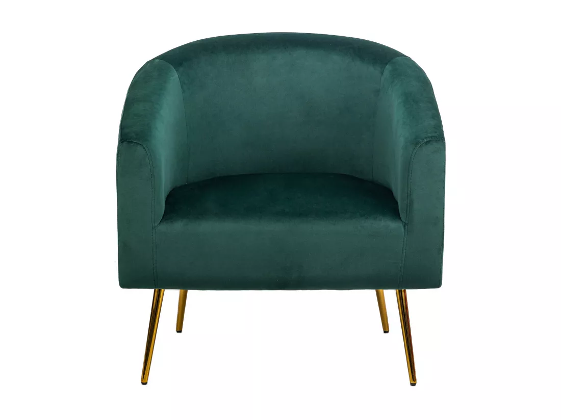 Fauteuil de salon en métal et velours vert style retro
