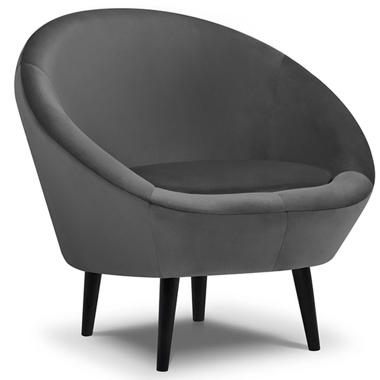 Mazzini Sofas Fauteuil velours petale gris foncé - 94x90x92 cm