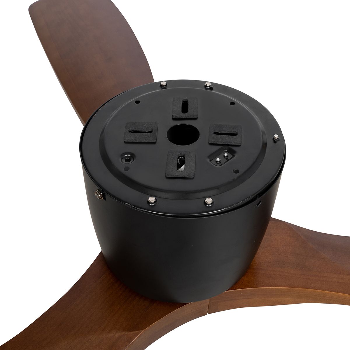 Plafondventilator zwart met hout 131.5cm incl. LED dimbaar met afstandsbediening - Jerri