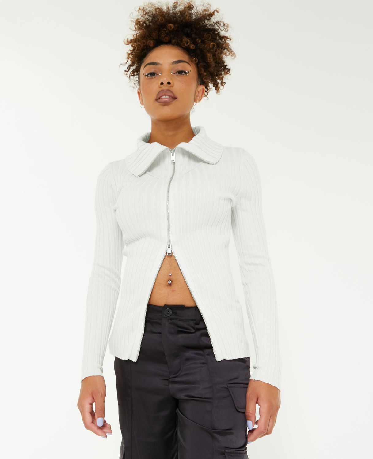 Gilet zippé col montant - Blanc