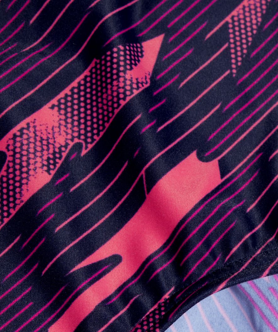 Speedo badedragt til piger - Hyperboom Allover Medalist - Mørkeblå/pink
