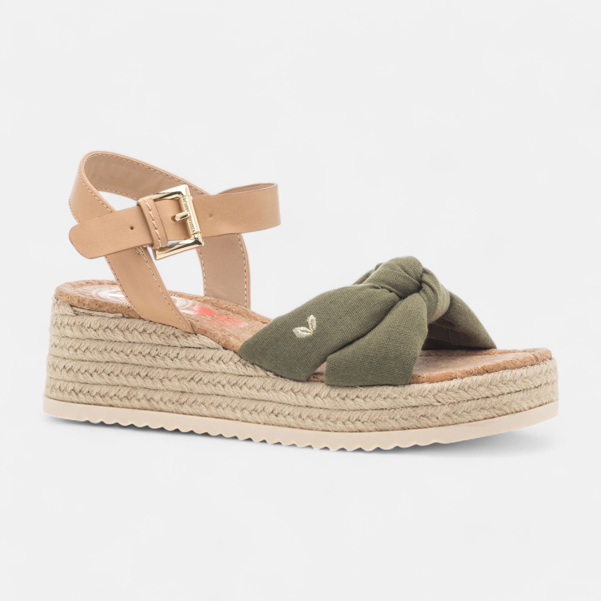 Espadrilles à talon compensé Femme kaki