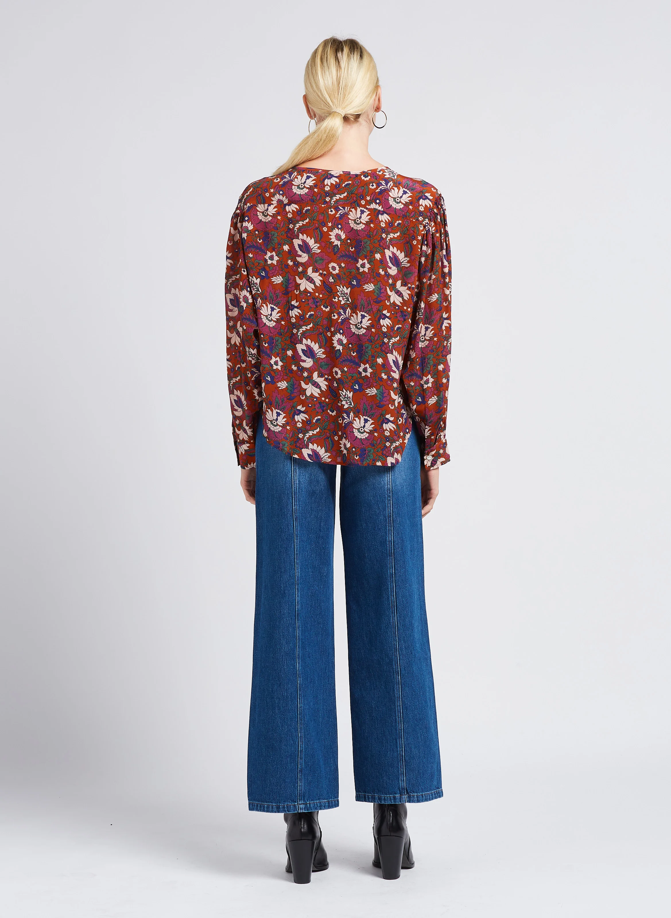 ORIANE - Jean large taille haute | Bleu
