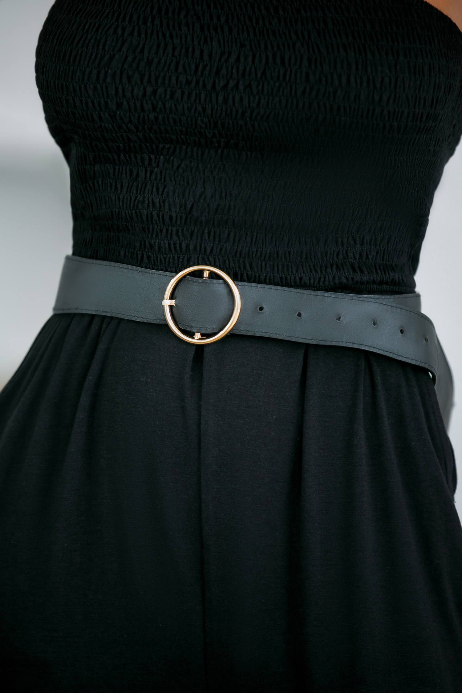 Combinaison en jersey à col carré et jambes trapèze noire