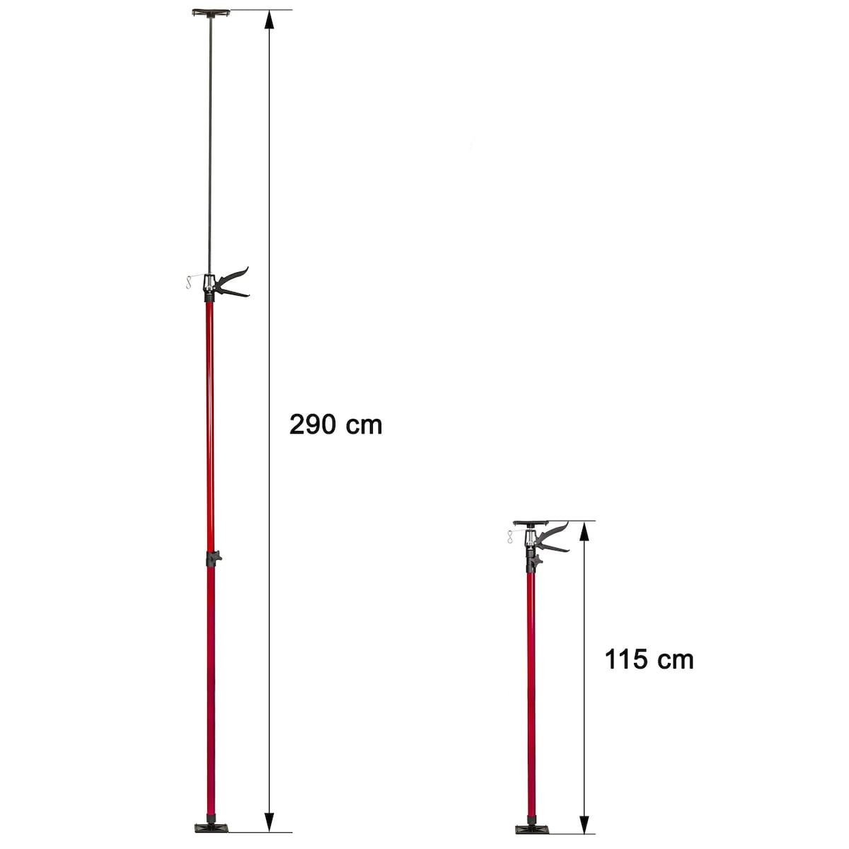 2 Teleskopstøtte 115 - 290 cm - rød