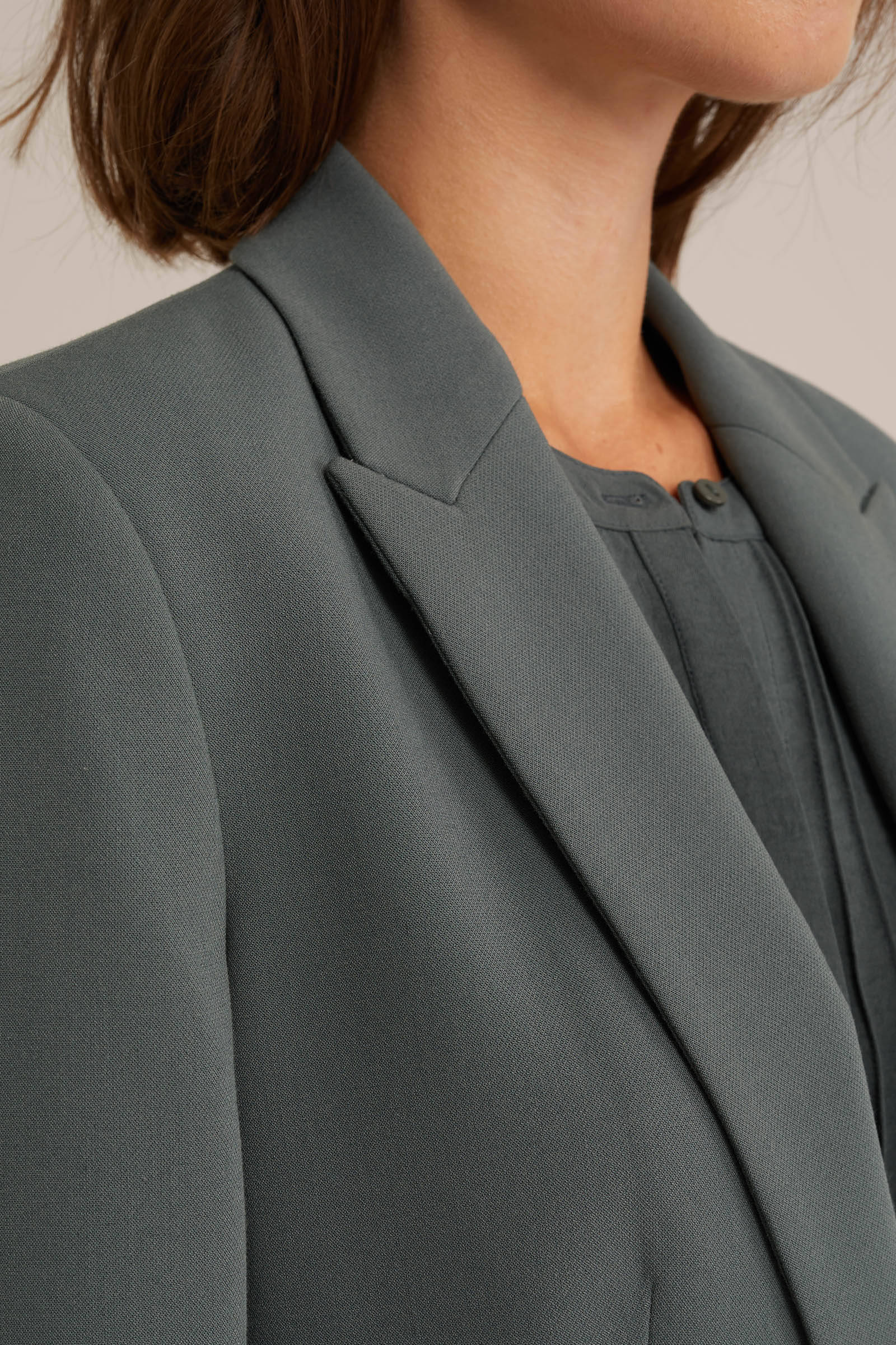 WE Fashion rechtvallende blazer grijsgroen