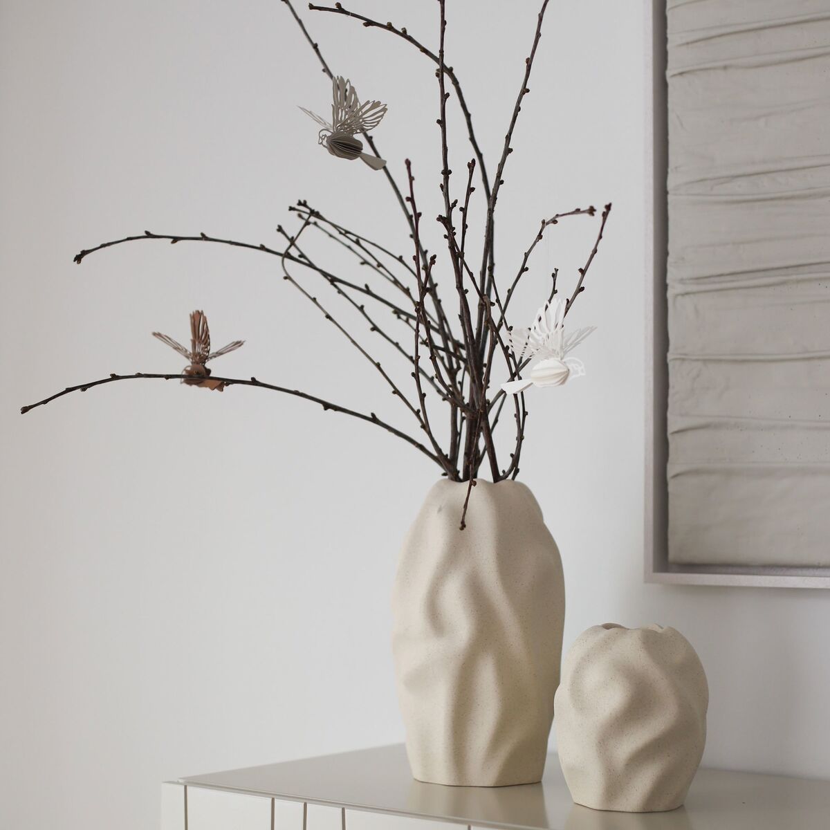 Paper Bird ornament 2-pack, natural