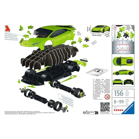 Ravensburger 3D Puzzle - Lamborghini Huracán EVO - Verde, 108 Teile