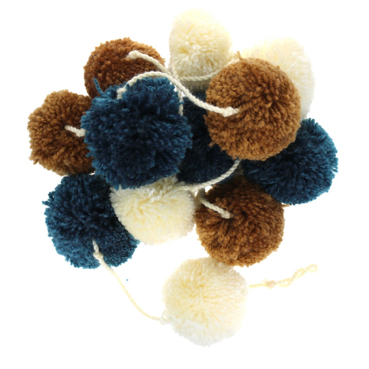 Guirlande pompons bleu brun écru Pondie Chérie