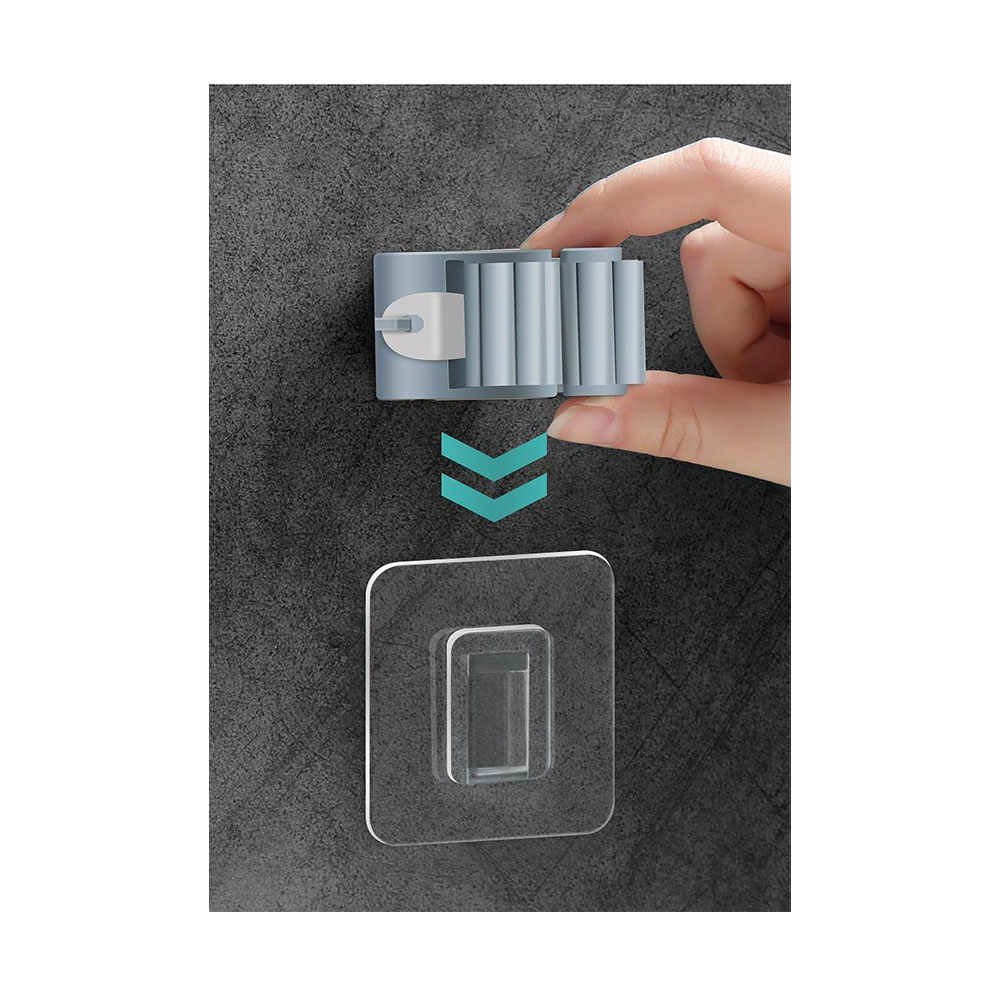(10er Set) Selbstklebende Schnellspanner Halterung Wand Organizer für Besen / Werkzeug / Mopp - Grau