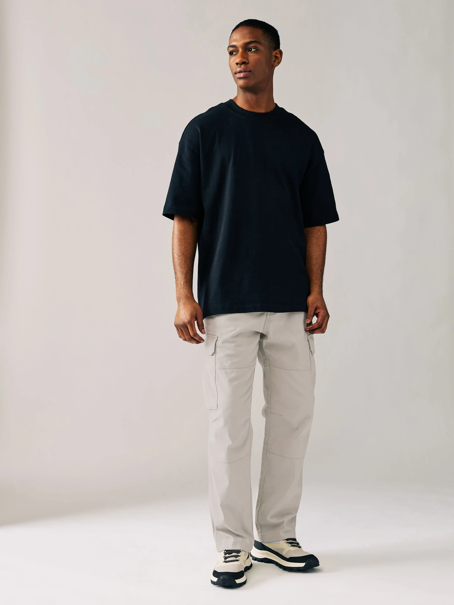 Licht pastelgeel - Relaxed fit - Katoenen cargostretchbroek