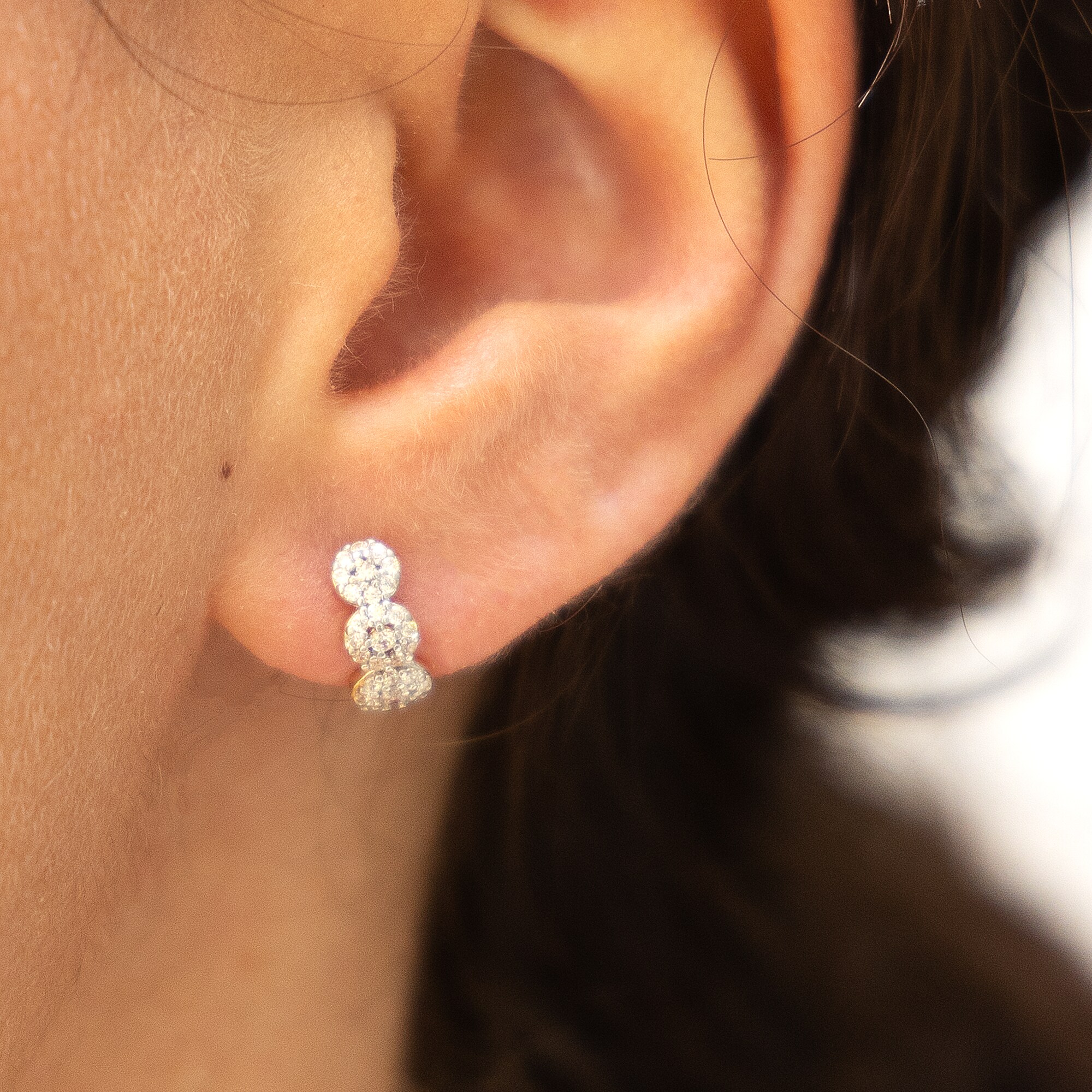 Fascination by Ellen K. Ohrringe Gold 585 mit 60x Zirkonia weiß