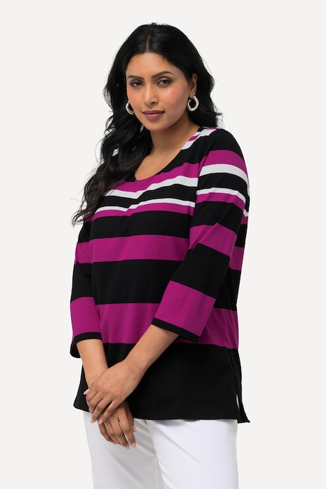 Shirt, Ringel, Rundhals, 3/4-Arm, Pima Cotton