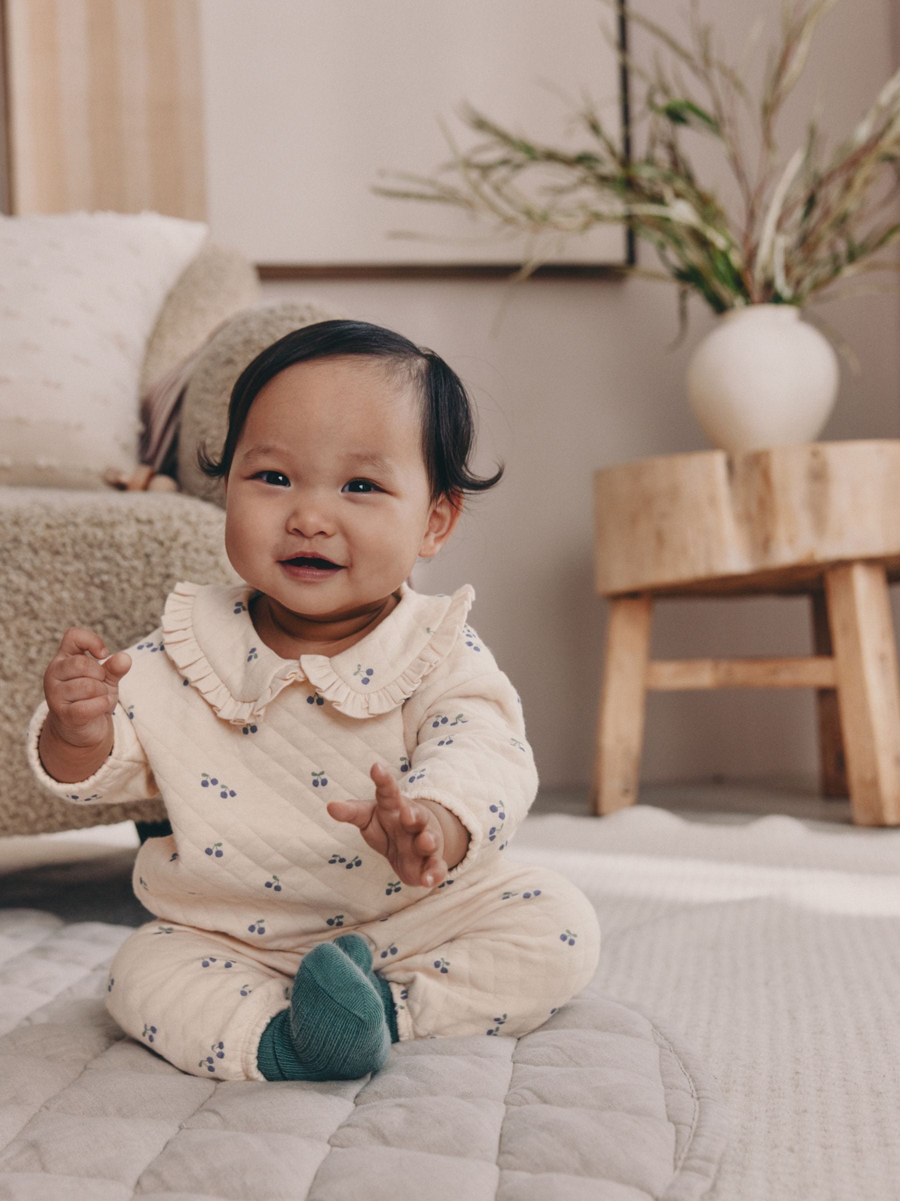 Ecru - Baby doorgestikte Sweatshirt en Broeken Set 2 Pieces (0mnd -2jr)