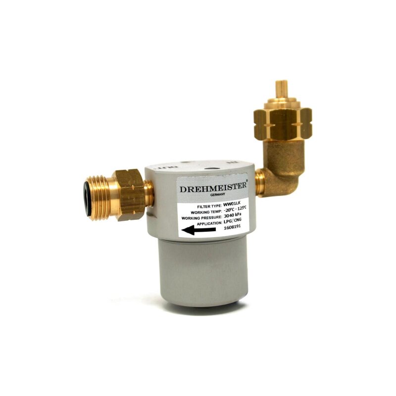 DREHMEISTER Gasflaschenfilter Smart 21,8 LH x G12 gerade -90° gewinkelt vertikal