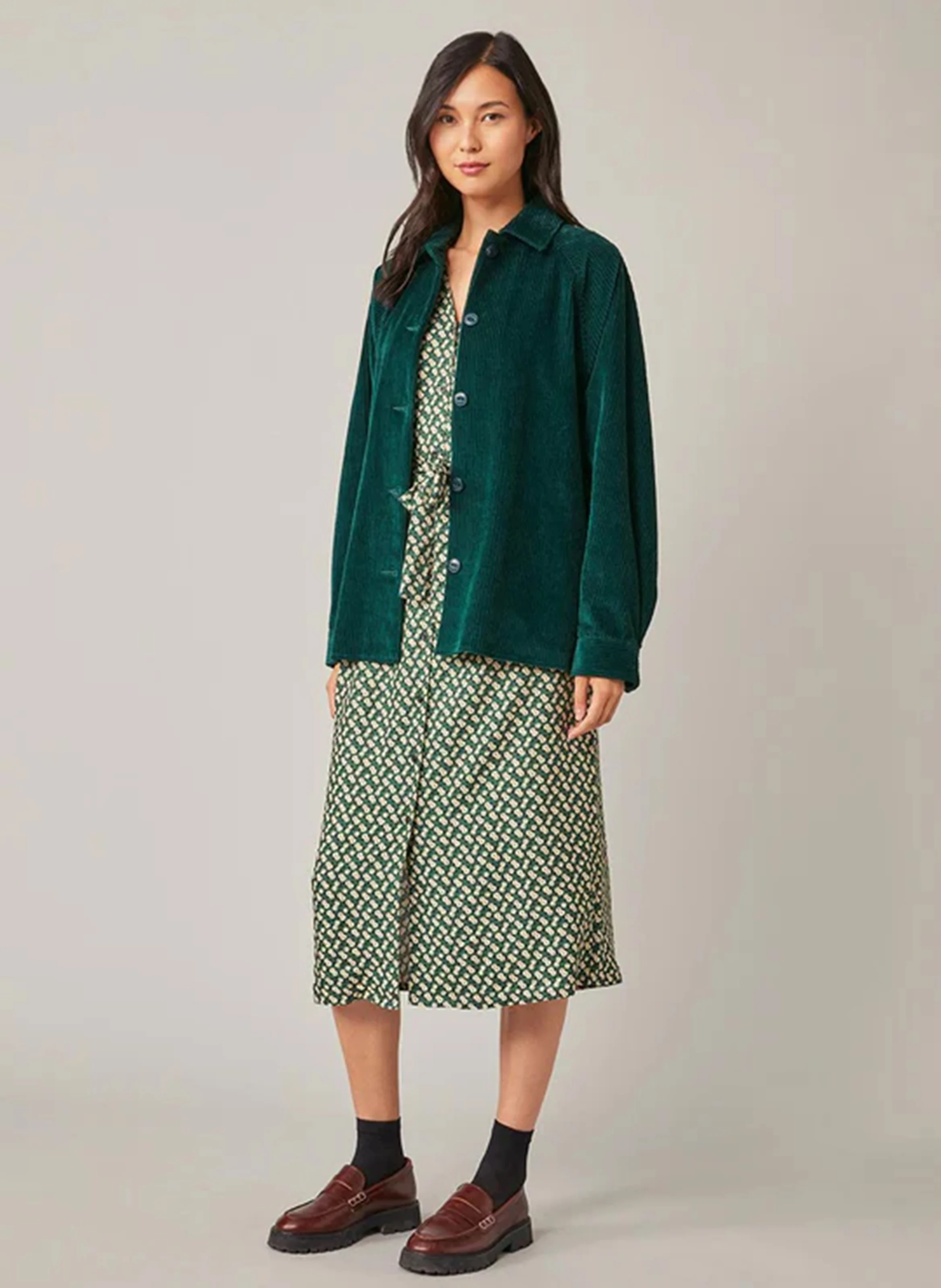 FRANCESCA - Veste col classique en coton | Vert