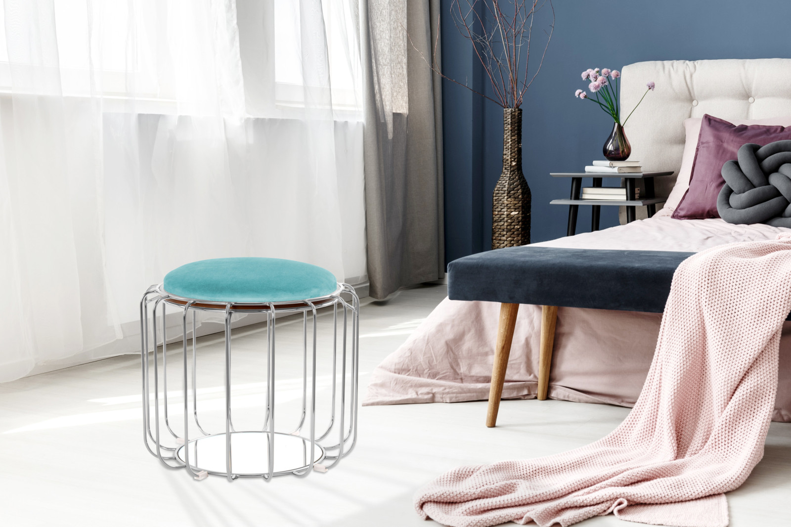Tisch-Hocker COMFORTABLE - mint-silber - Metall