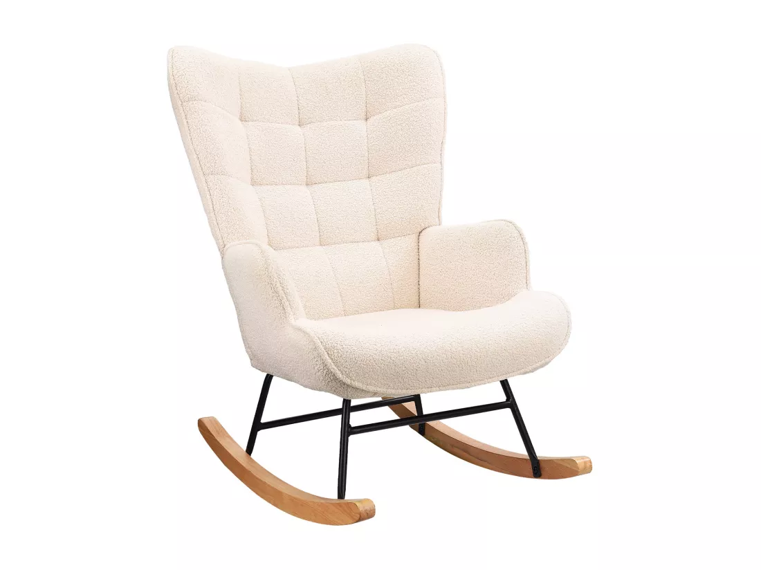 Fauteuil à Bascule Adulte - Chaise à Bascule d'extérieur Ergonomique - pour Salon - Jardin - Chambre - Beige
