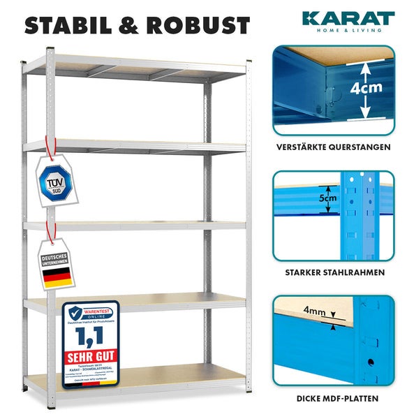Zware stellingkast - gegalvaniseerd - voor kelder & werkplaats - 200 x 90 x 30 cm - draagvermogen 875 kg