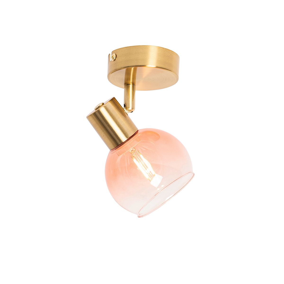 Art Deco spot goud met roze glas - Vidro