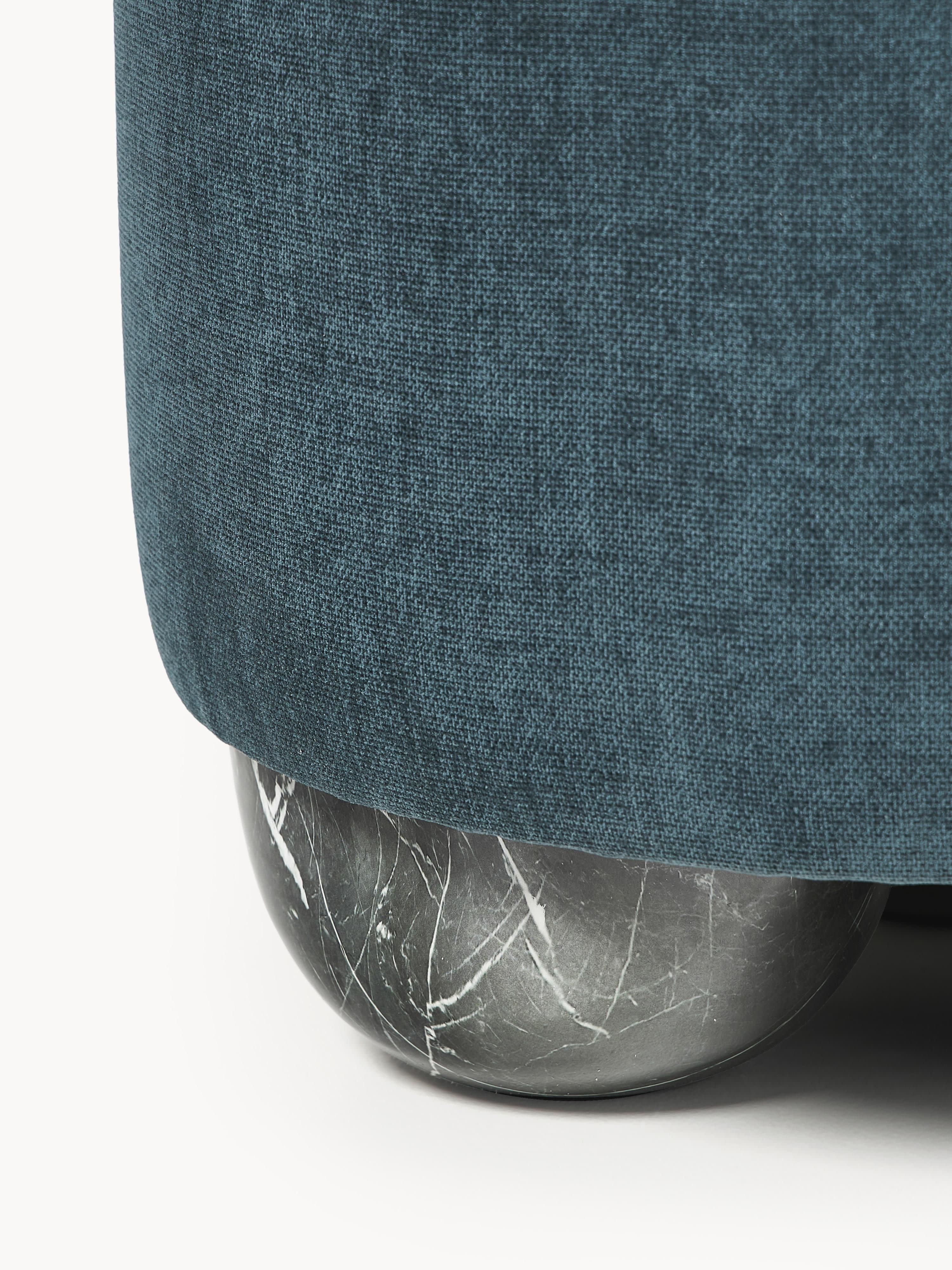 Beklede poef Lino met bolpoten met marmerlook