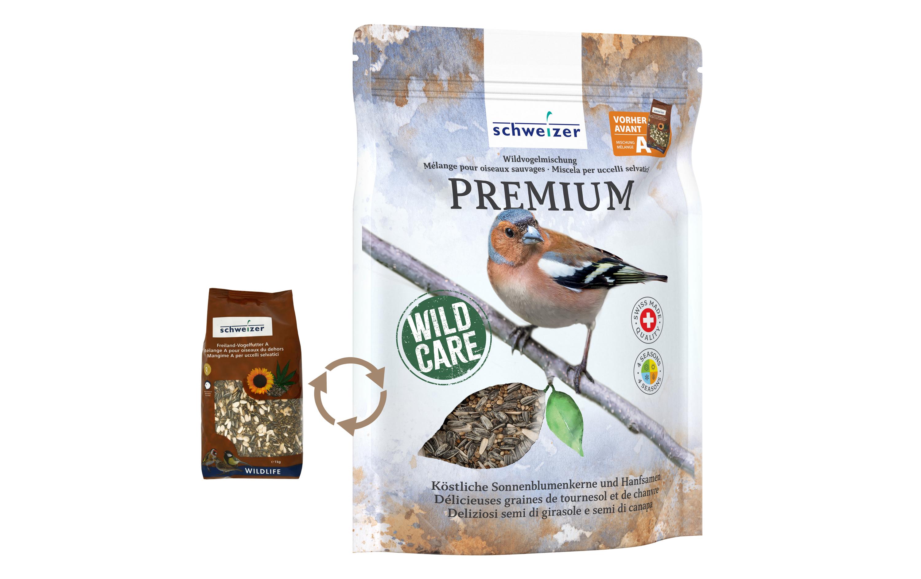 Vogelfutter Wildvogelmischung Premium 1 kgMischung mit köstliche Sonnenblumenkerne und Hanfsamen