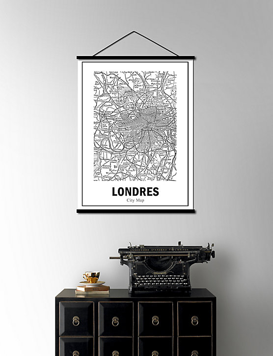 Kakemono en toile Graham & Brown Map London 80 x 106 cm
