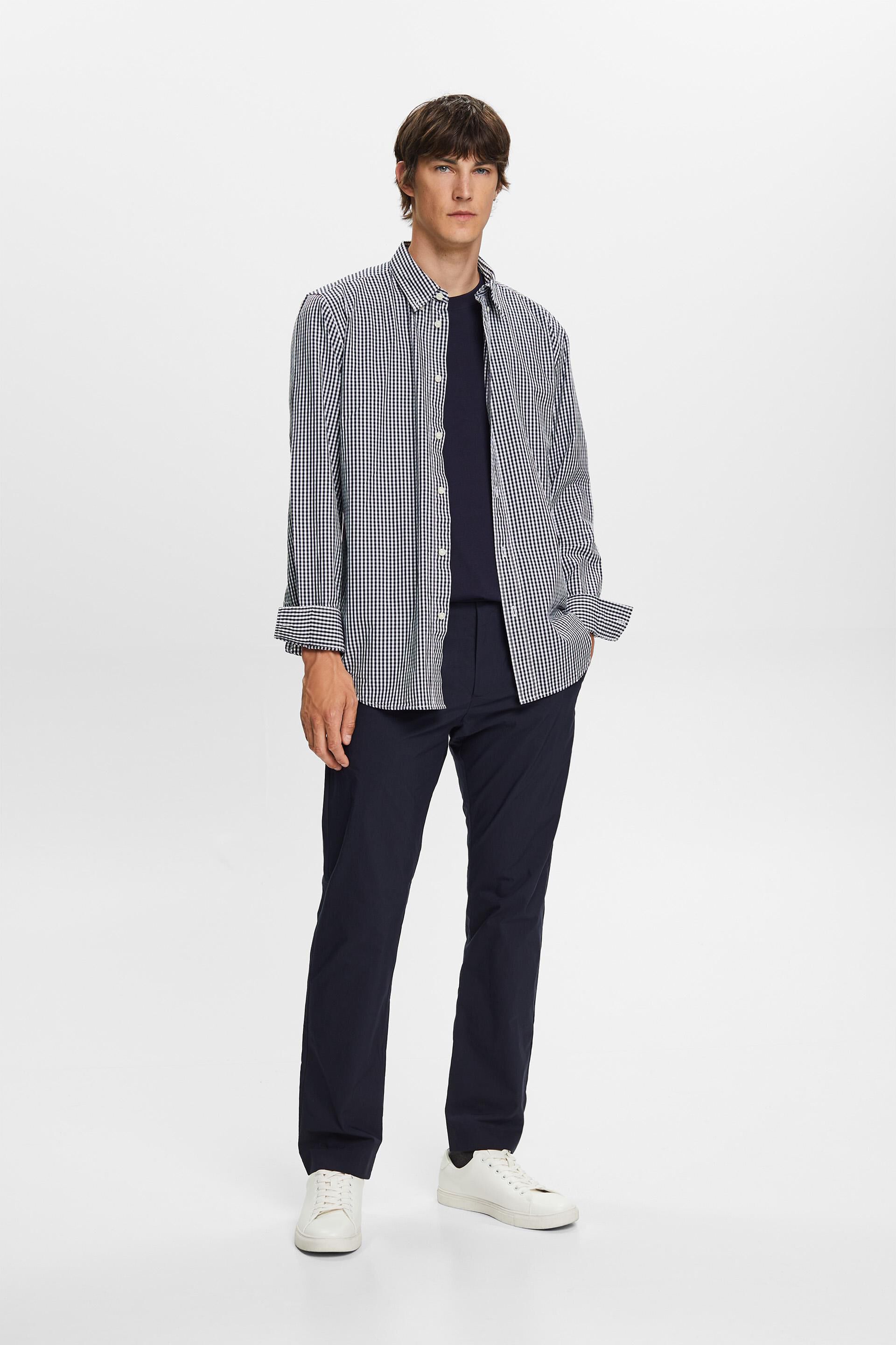 Chemise à col boutonné animée de carreaux vichy, 100% coton