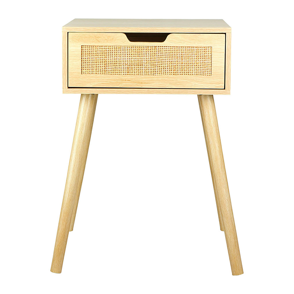 Chevet rectangulaire en cannage et bois naturel H 60cm