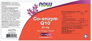 NOW Co-enzym Q10 60 mg met Omega-3 Visolie Capsules 60ST