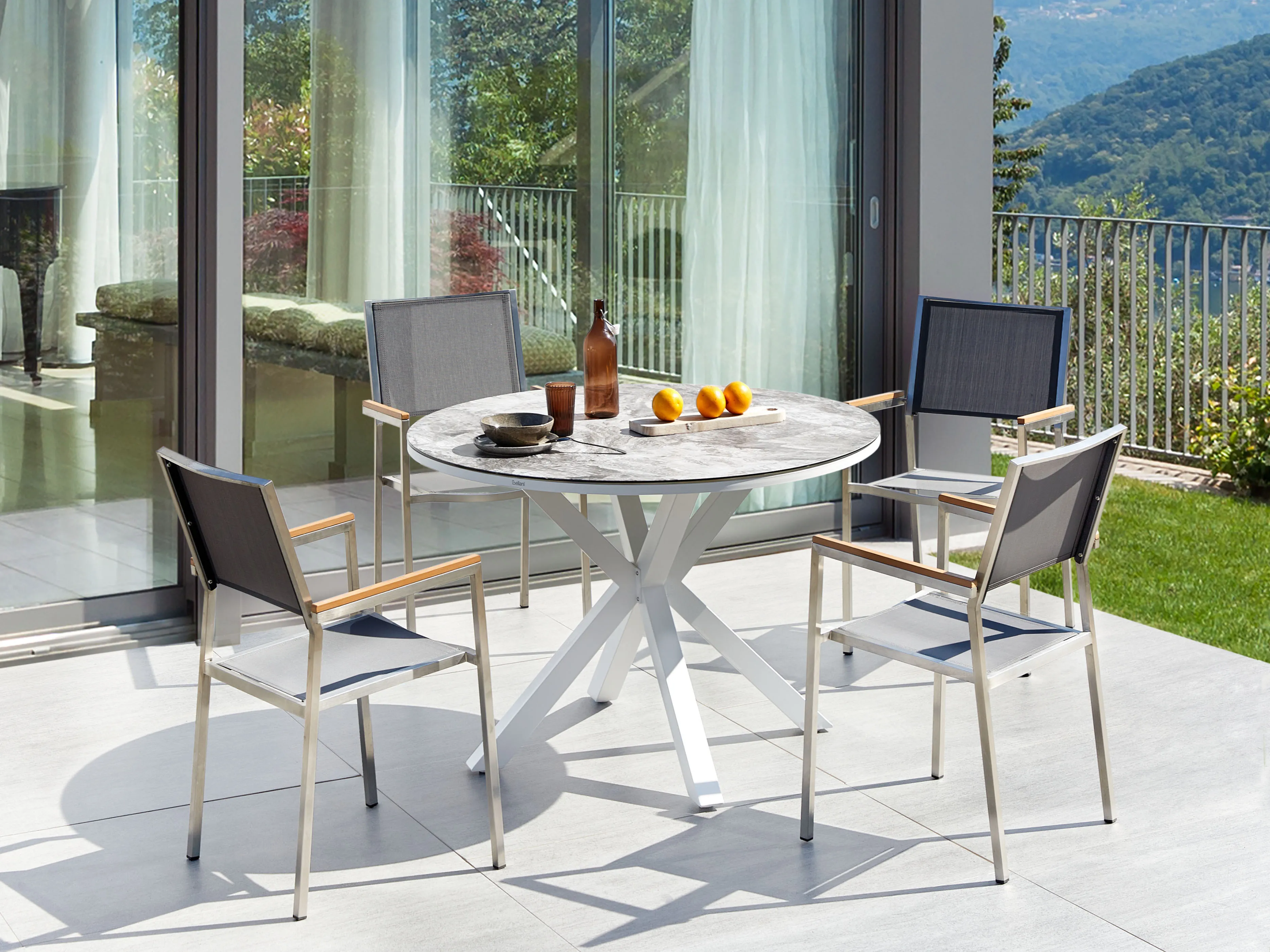 Tuinset 4-zits MALETTO/GROSSETO Metaal Marmereffect Grijs/wit