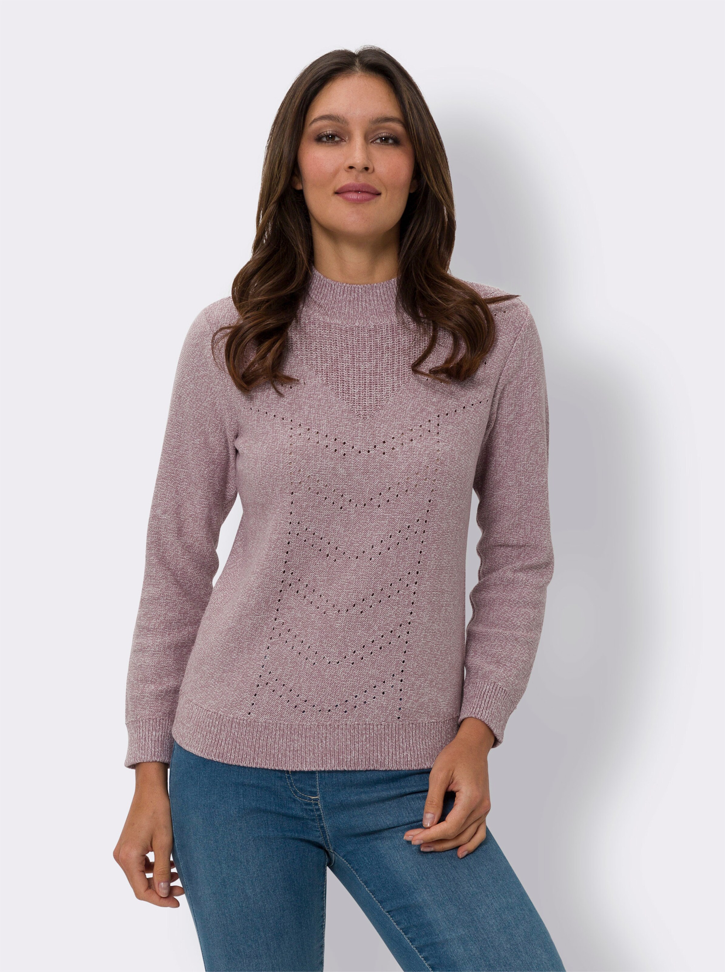 Langarm-Pullover in Melange-Optik