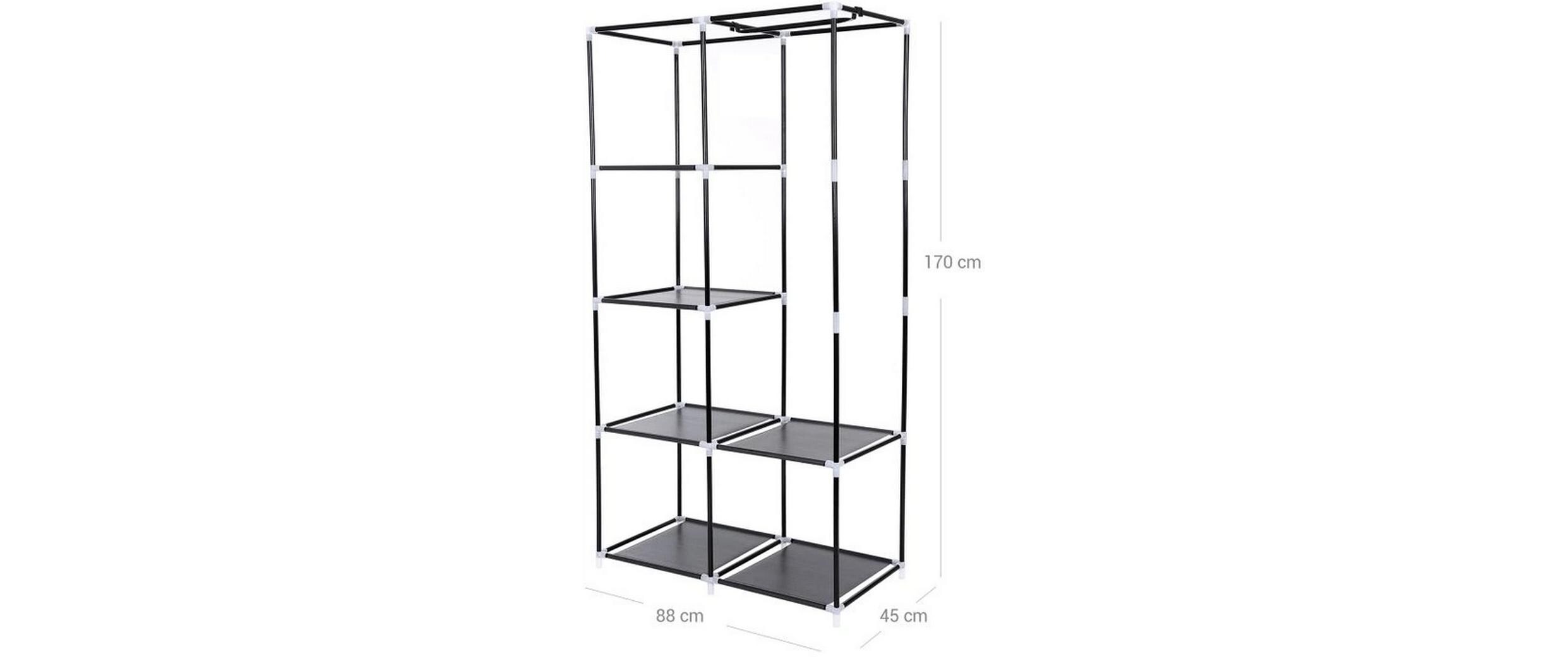 Regal mit Rolltür 88 x 45 x 170 cm, SchwarzStoffschrank